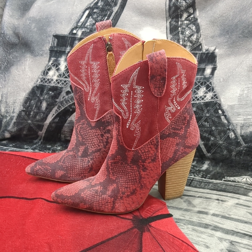 Dingo Red Calico Leather Boots